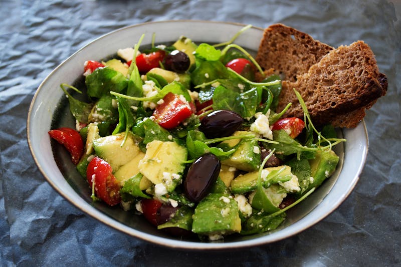 Mediterranean salad with feta cheese and olives
